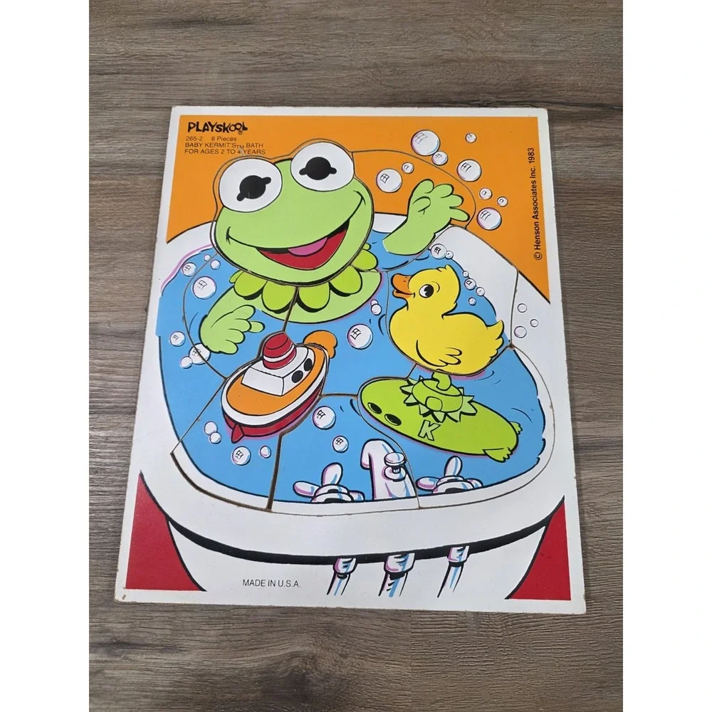 1983 Kermit The Frog Muppet Babies Wooden Frame Puzzle